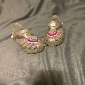 Crocs Glittery Sandals w/ Heart Embellishment